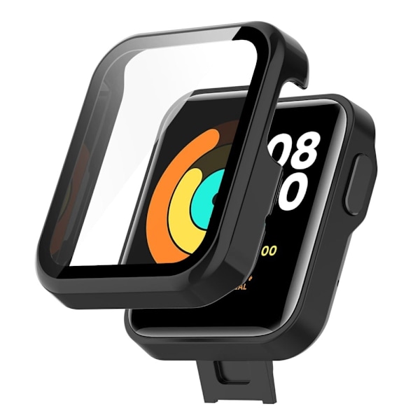 Xiaomi Mi Watch Lite / Redmi Watch simple cover with tempered glass screen protector - Black Svart