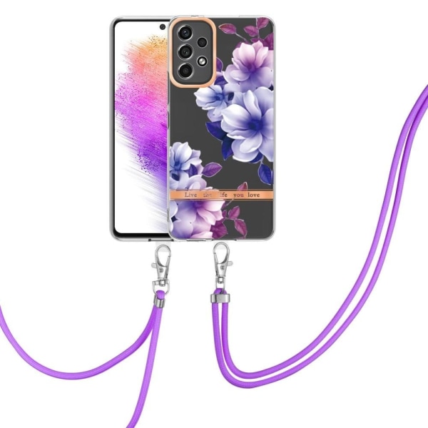 Slankt og slidstærkt softcover med nøglesnor til Samsung Galaxy A73 - Lilla Begonie Purple