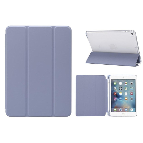 Skin Feeling Tri-fold Stand Leather Flexible Protection Cover wi Purple