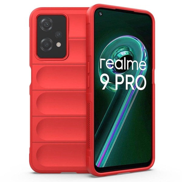 Mjukt greppformat Realme 9 Pro skal - Röd Röd