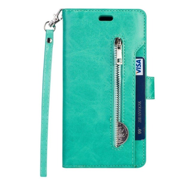 Zipper läder Samsung Galaxy J4 (2018) fodral med plånbok - Grön Grön
