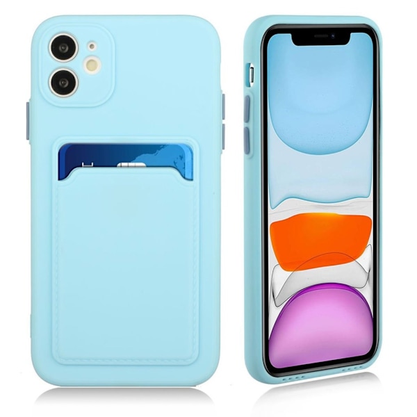 Card Holder Deksel til iPhone 12 Mini - Babyblå Blue