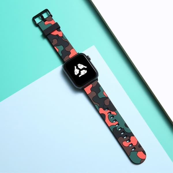 Apple Watch (41mm) viileä naamiointisilikonikellon hihna - Naamiointi Punainen Multicolor