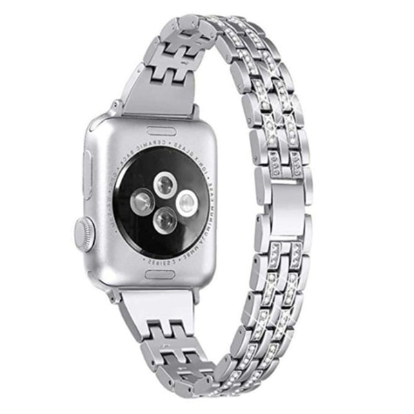 Rhinestone décor watch strap for Apple Watch Series 8 (41mm) - S Silver grey