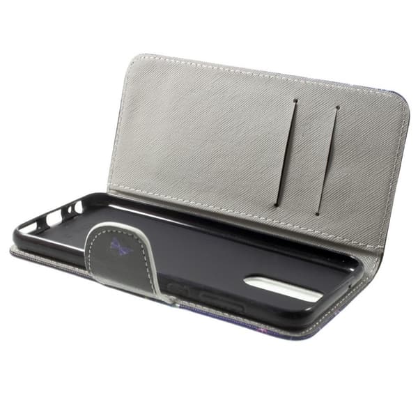 Huawei Mate 10 Lite Etui laget av kunstlær og silikon - Lilla sommerfugler Multicolor