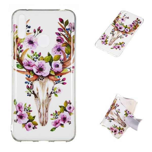 Huawei Y7 2019 lysende nat etui - Blomstret Elg Multicolor