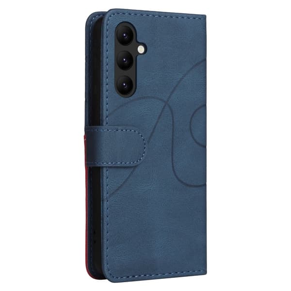 Teksturert læretui med stropp for Samsung Galaxy A24 4G - Blå Blue