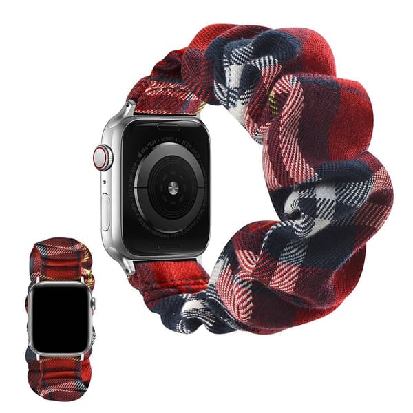 Apple Watch 42mm - 44mm elastisk urrem i hårbåndsstil - Rød Krydstæppe / Størrelse: L Red