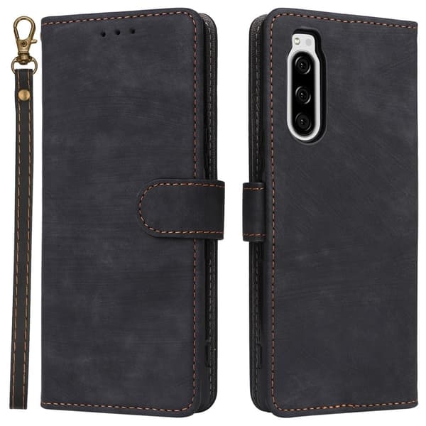 Til Sony Xperia 5 Wallet-mobiltaske RFID-blokerende PU-læder-telefonstativcover - Sort Black