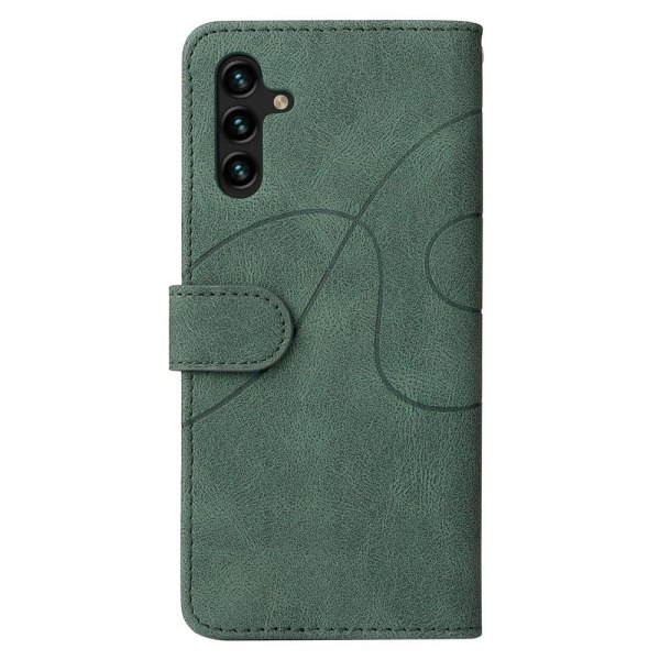 Texturerat läder Samsung Galaxy A34 5G fodral med handledsband - Grön