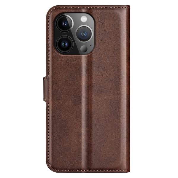 Lompakko Nahkakotelo For iPhone 15 Pro Max - Ruskea Brown