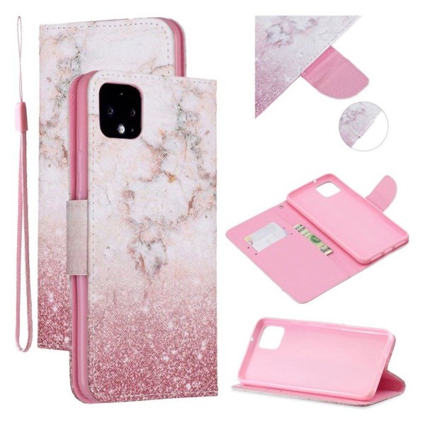 Wonderland Google Pixel 4 XL flip kotelot - Värjätty Kuvio Pink