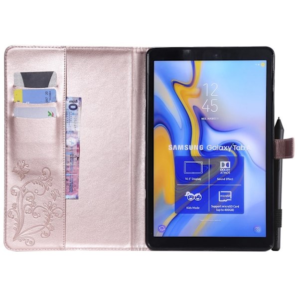 Samsung Galaxy Tab A 10.5 painettu Perhonen nahkainen flip suojakotelo - Punakulta Pink