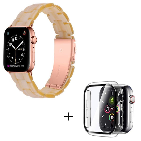Apple Watch SE 2022 (40mm) klockarmband med 3 pärlor i resin och genomskinligt hölje - Elfenben Vit Vit