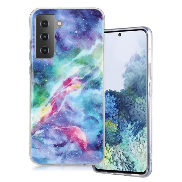 Marmormotiv Samsung Galaxy S21 Plus 5G skal - Blå Stjärnhimmel multifärg