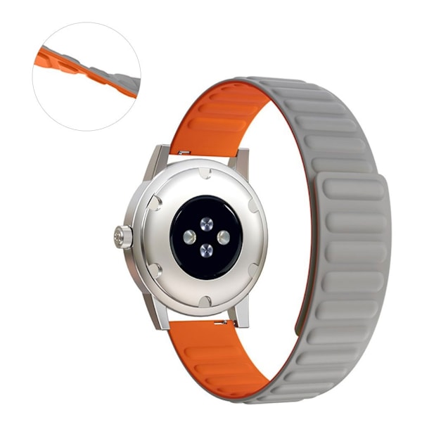 20 mm universal fleksibel silikone-urrem - Grå / Orange Silver grey