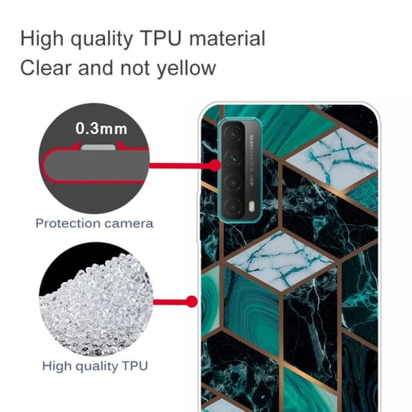 Marble Huawei Y7A / P Smart 2021 Etui - Smaragd Klinkekule Green