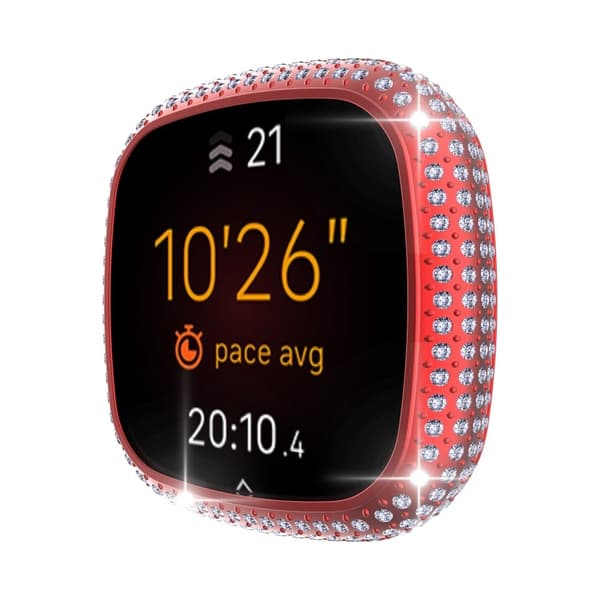 Fitbit Sense / Versa 3 moderiktigt strassdekorationsskydd - Röd Röd