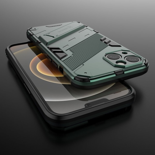 Kickstand Hybrid Dual Layer Hard Bumpresistent Soft Flexible stødsikkert Protective Case iPhone 13 6,1 tommer - Grøn Green