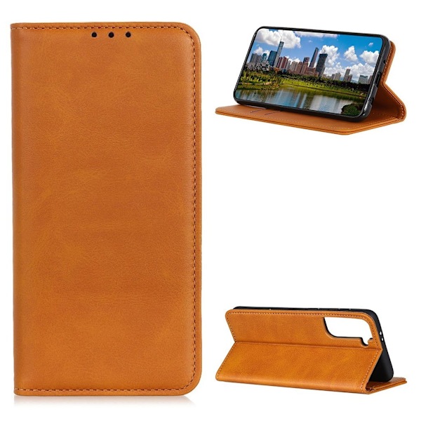 Wallet-style ægte Læder Flipcase til Samsung Galaxy S21 Plus - Brun Brown