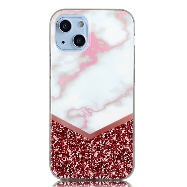 Marble iPhone 14 Plus Etui - Rose Gold Splicing Klinkekule Multicolor