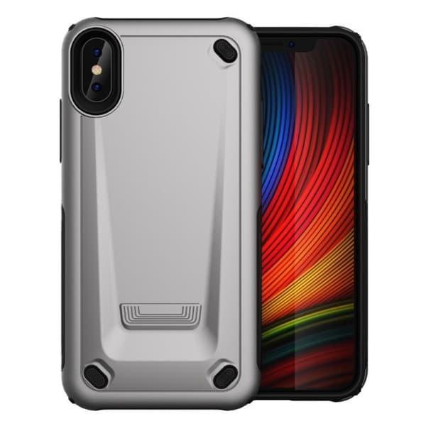 iPhone XS beskyttelses deksel av plastikk og TPU - lyse grå Silver grey