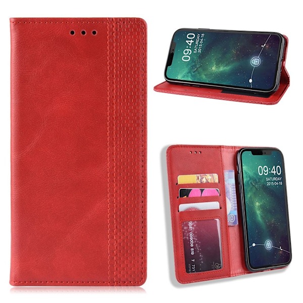 Bofink Vintage iPhone 12 Pro / iPhone 12 læderetui - Rød Red