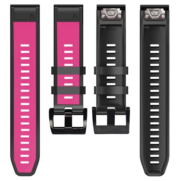 22 mm dobbeltfarvet urrem til Garmin-ur - Lyserød / Sort Pink