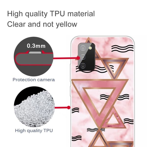 Marble Samsung Galaxy A03s Suojakotelo - Rose Colored Triangles Pink