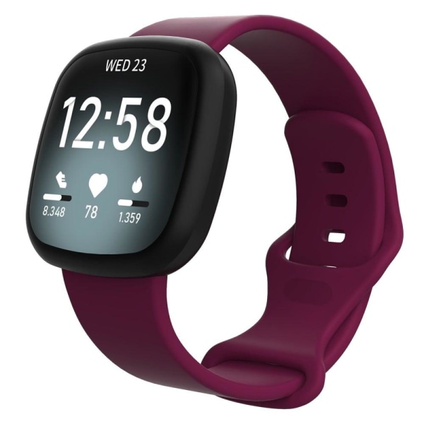 Fitbit Sense 2 / Versa 4 silikonikellon hihna - Viininpunainen Koko: L Red