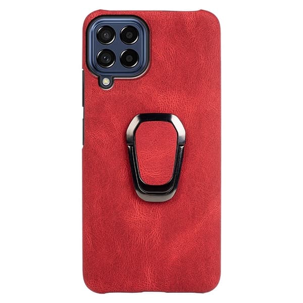 Stötsäkert läderfodral med oval kickstand för Samsung Galaxy M53 5G - Röd Röd