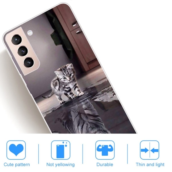 Deco Samsung Galaxy S22 Etui - Kat og Tiger Silver grey