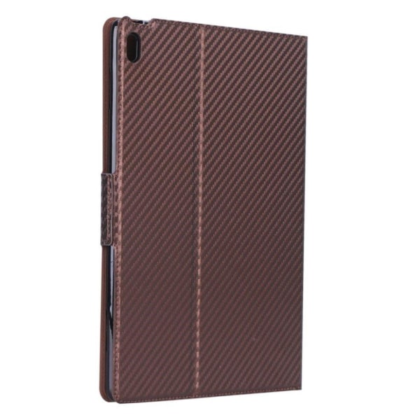 Lenovo Tab E10 carbon fiber leather case - Brown Brun