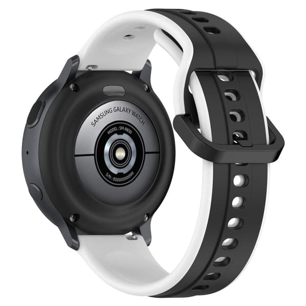 20mm Universal kaksivärinen silikonihihna - Musta / Valkoinen White