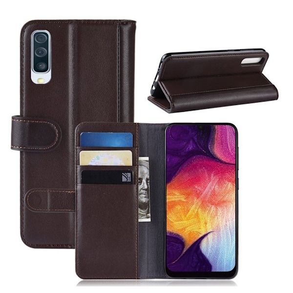 Samsung Galaxy A50 ægte split læderetui - Brun Brown