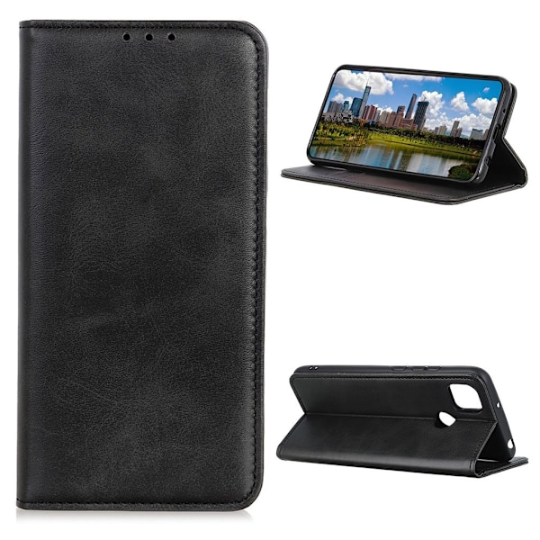 Wallet-style ægte Læder Flipcase til Motorola Moto G9 Power - Sort Black