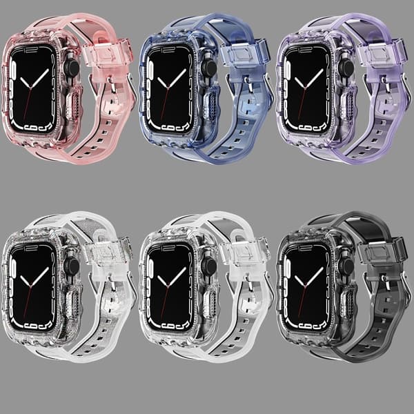 Apple Watch Series 8 (41mm) robust rem med cover - Glitter Transparent Transparent