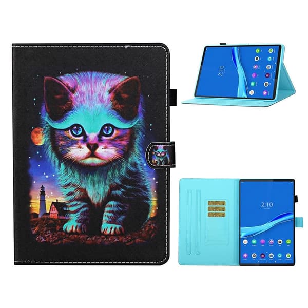 Lenovo Tab M10 / M10 FHD Plus Vibrant Mønster Læder Etui - Kat Multicolor