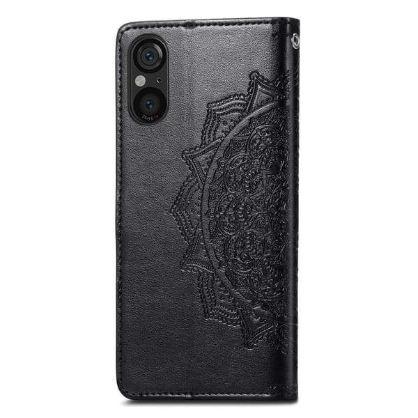 Mandala Sony Xperia 5 V etui i lær - Svart Black