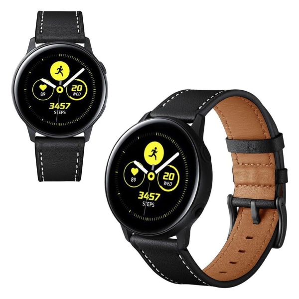 Samsung Galaxy Watch Active / Active 2 - 40mm / Active 2 - 44mm ægte læder Urrem - Sort Black