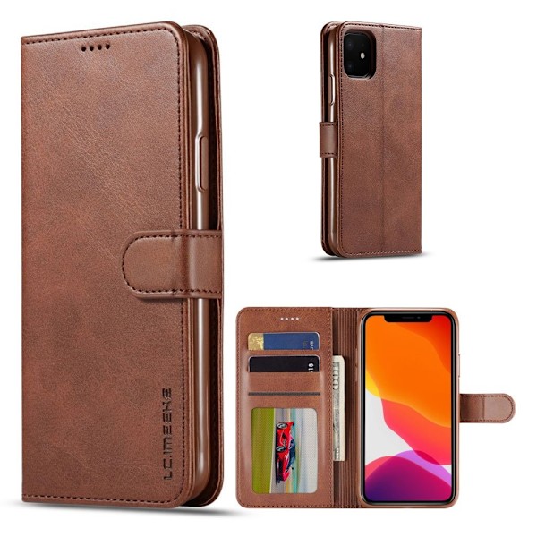 LC.Imeeke läder iPhone 11 fodral - Brun Brun