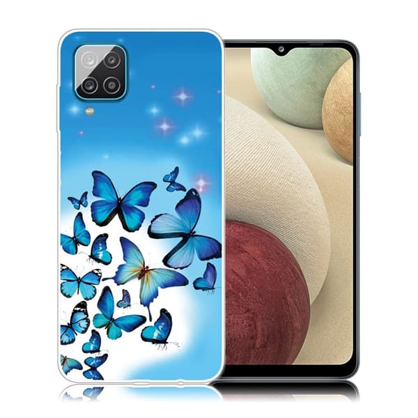 Deco Samsung Galaxy A12 5G etui - smuk sommerfugl Blue