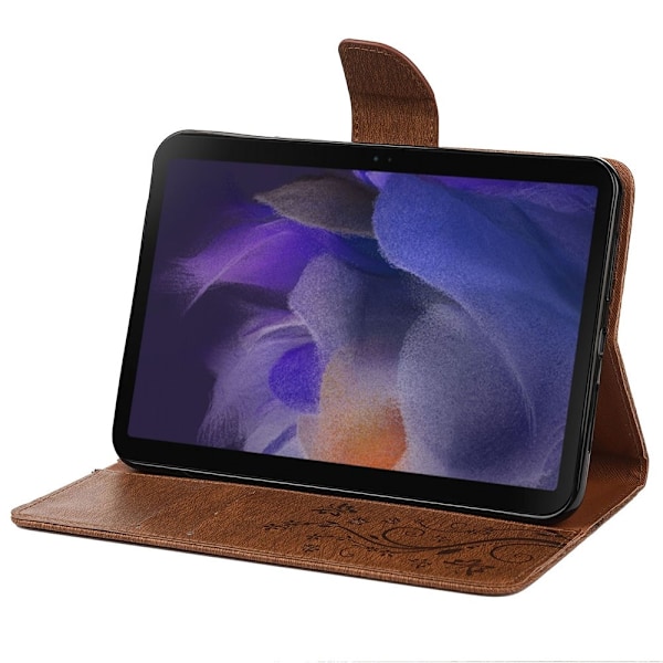Samsung Galaxy Tab A8 10.5 (2021) läderfodral med tryck av fjärilsblomma - Brun Brun