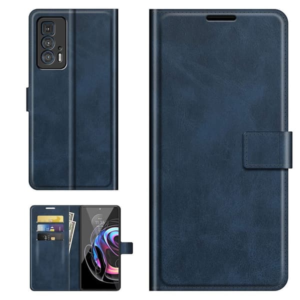 Lompakko Nahkakotelo For Motorola Edge 20 Pro - Sininen Blue