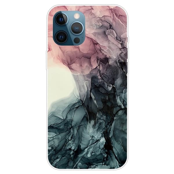 Marmormotiv iPhone 14 Pro Max skal - Ljusrosa Och Grön Marmor multifärg