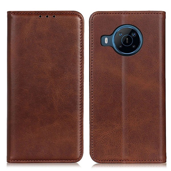 Motorola Moto E30 flip etui i ægte læder med pung – Brun Brown