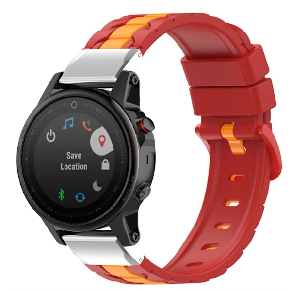 22mm silikoninen kellohihna Garmin-kelloon - Punainen / Keltainen Red