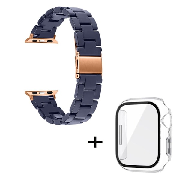 Apple Watch SE 2022 (44mm) klockarmband med 3 pärlor i resin och genomskinligt hölje - Midnattsblå Blå