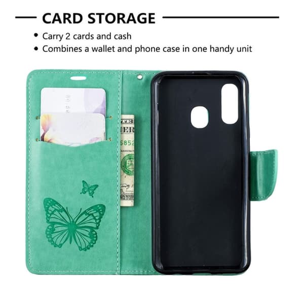 Butterfly Samsung Galaxy A40 veske - Grønn Green