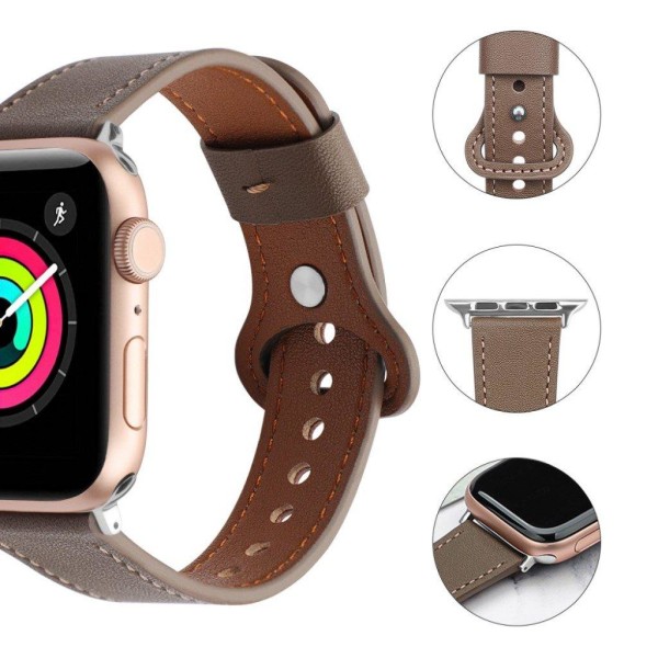 Aitoa nahkaa oleva ranneke Apple Watch 42mm - 44mm - Khaki Brown